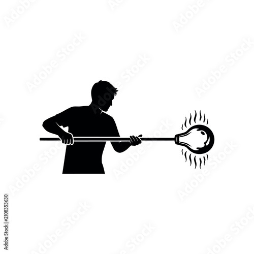 Canvas-taulu Silhouette glassblower shaping molten glass.