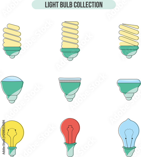 Quadro su tela Modern led lamp lighting equipment collection set vector