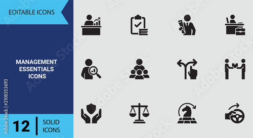 Photos Management Fundamentals Icons Solid Icon Set Core Leadership Supervision Enterpr