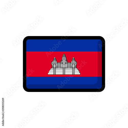 Cambodia flag vector icon illustration in rounded rectangular button shape with glossy border element