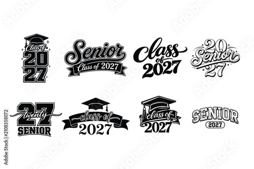 Senior Class of 2027 Graduation SVG Bundle, Graduation Typography Vector Collection for Cricut, T-Shirt and Sublimation