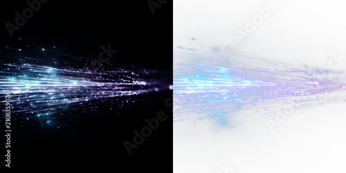 Obraz na plátně Light streaks move quickly on a transparent background with colors of blue and p