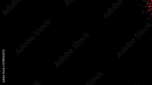 Abstract Red Geometric Triangle Particles Forming a Glowing Heart Shape Motion Trail Effect on Black Background, Dynamic Valentine Romance Particle Swarm Overlay for Motion Graphics and VFX