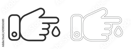 Foto Finger prick blood test icon set