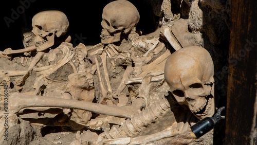 Quadro su tela Archaeological excavations of Herculaneum skeletons