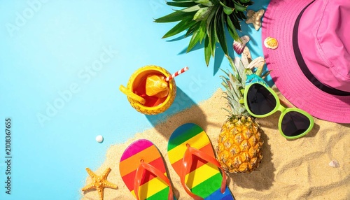 Tropical Beach Summer Background Illustration with Palm Trees Starfish Ocean Waves Sandy Coast and Sunny Island Vacation Landscape Design