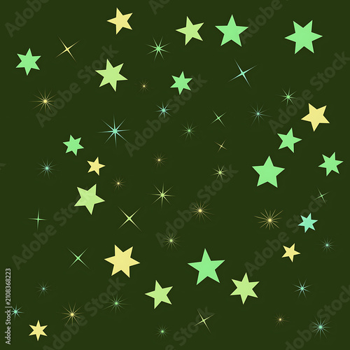 Colorful Glowing Stars Scattered Across Dark Night Sky Background Design transparent background