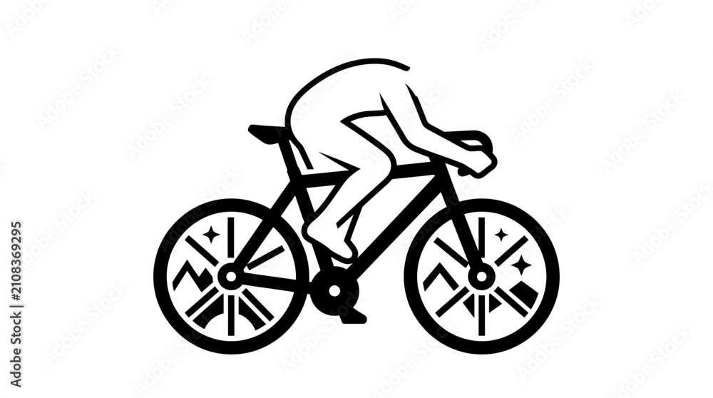 Obraz premium Man Riding a Bicycle Fast Outdoors.