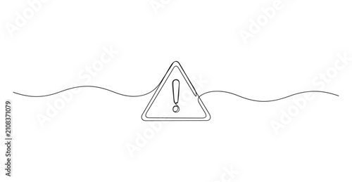 Foto Single line art of warning triangle symbol with exclamation point triangle excla