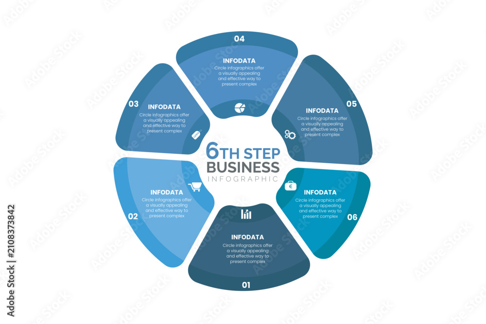 Obraz premium 6 Step Circular Business Infographic