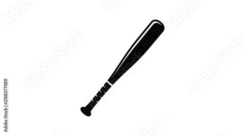 Bild auf Leinwand Baseball bat silhouette on a white background