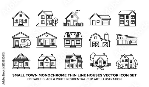 Obraz na plátně Create a monochrome flat vector illustration featuring a collection of small tow