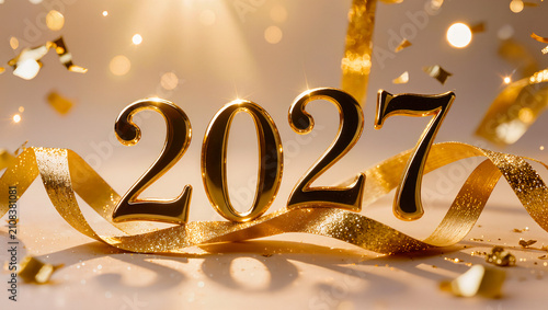 Obraz na płótnie 3D Metallic Gold 2027 Text Effect