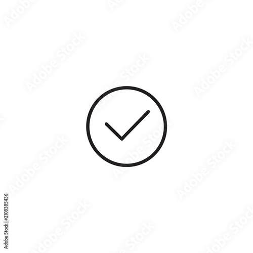 Checkmark In Circle Icon Minimalist Black And White Vector Graphic