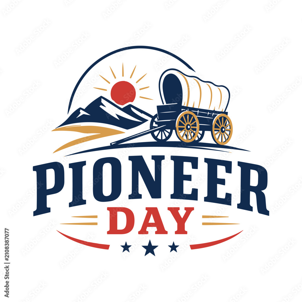 Fototapeta premium Modern Pioneer Day Badge Vector Illustration