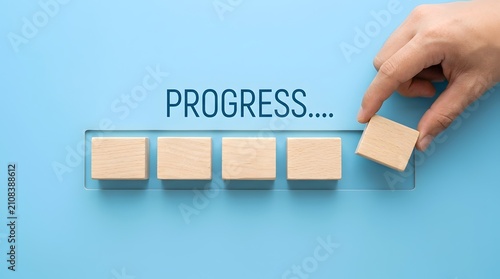 Wooden blocks numbered one to five showing progress, achievement and step-by-step business growth