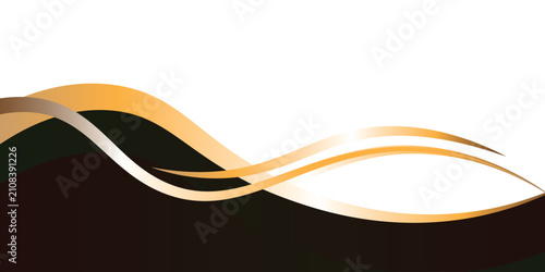 Tablou pe pânză A horizontal footer featuring a separator background with gracefully flowing wave motifs in dark green and metallic gold