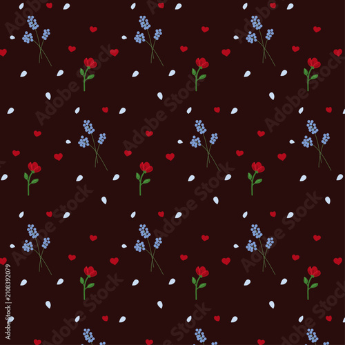 seamless pattern with cute flower petal illustration
