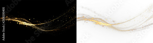 Obraz na płótnie Swirls of gold and silver create a flowing design on a transparent background fo