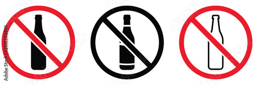 Obraz na płótnie No alcohol sign icons representing alcohol prohibition drinking restrictions safety regulations responsible behavior and substance free environments, vector design