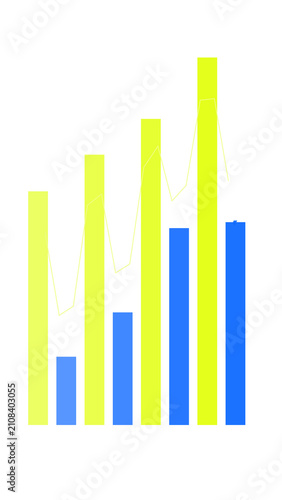 Economic growth visualization, upward golden yellow trend