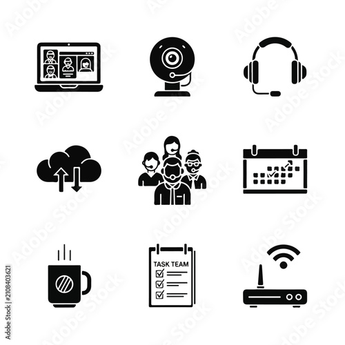 Business Communication Technology Icons.