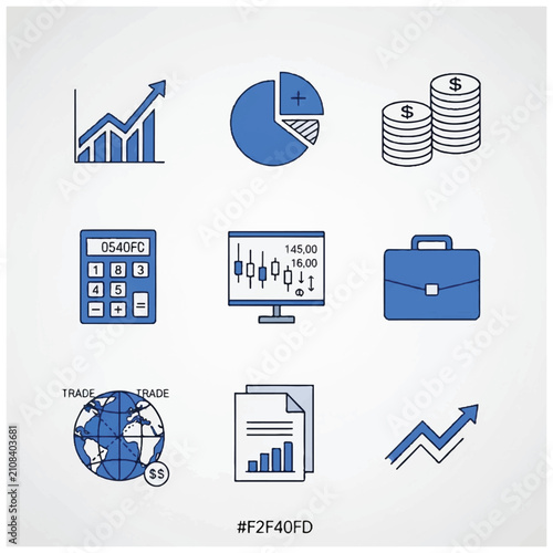 Business Finance Economy Icons Set.