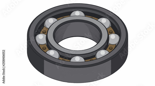 Картината върху платно Precision Ball Bearing with Steel Balls and Outer Ring.