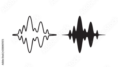 Audio sound wave icons in black and white style.
