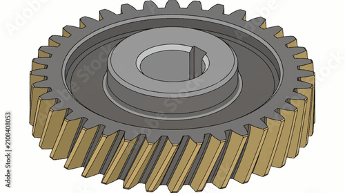 Fotografie Precision metal spur gear with central hub and teeth.