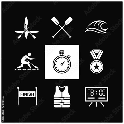 Triathlon Sports Racing Icons Set.