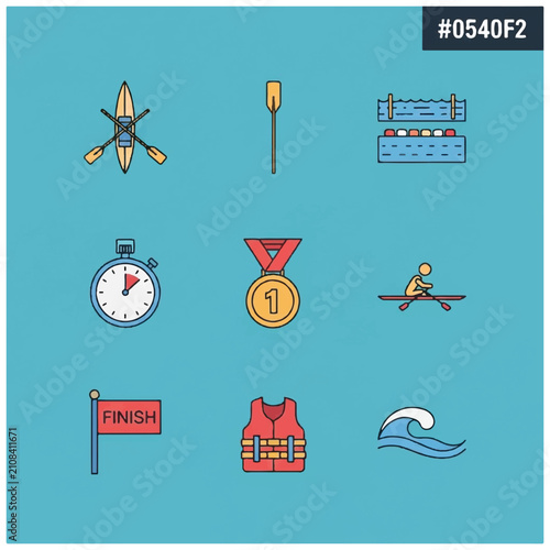 Triathlon Sports Racing Icons Set 1.