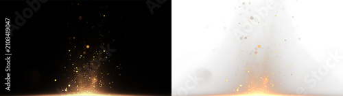 Fotografi Bright particles float in a clear space showing light effects and movement in a