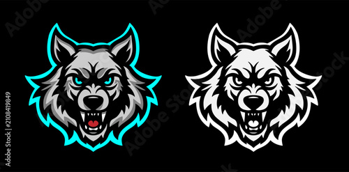 Fotografía Aggressive Wolf Mascot Logo — Esports Gaming Emblem Set