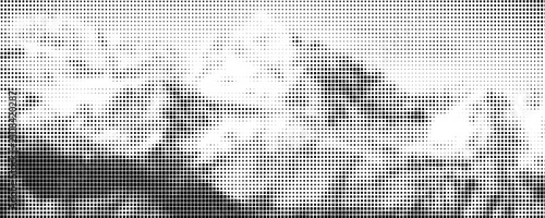 Abstract black and white mountain landscape square halftone pattern background