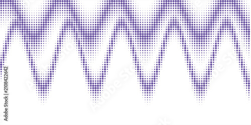 Purple halftone wavy geometric background. dotted zigzag lines, fading pixel transitions. for aesthetic packaging designs, clean startup website banners. abstract dotted vector pattern.