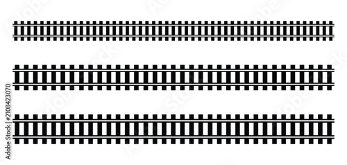 Straight Railway Track Vectors Collection in Various Line Thicknesses.