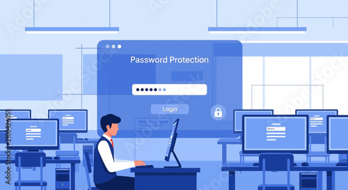 Computer security, password protection, digital access, cybersecurity concept