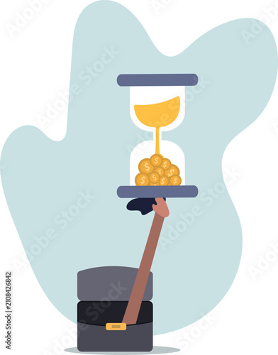 Time is money, long term investment to gain profit earning, interest rate return from savings, human life and situation.vector illustration.