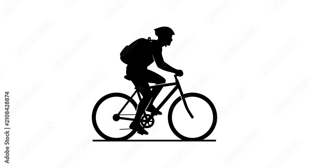 Obraz premium Silhouette of a Person Riding a Bicycle in Motion.