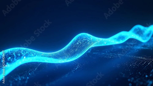 Blue digital light wave in dark space