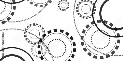 Foto Abstract geometric pattern featuring interconnected circles, dotted lines, and s