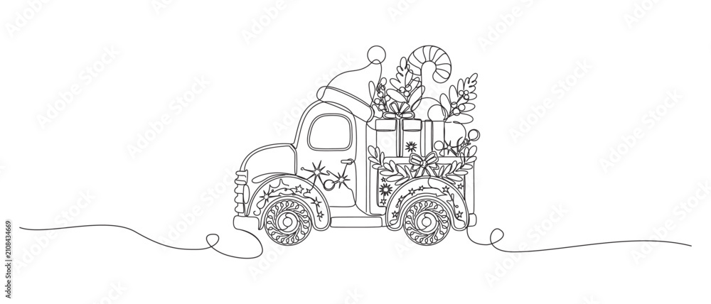 Obraz premium Tree Christmas line art style illustrasin vector with transparent background .esp