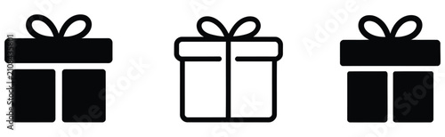 Cuadro en lienzo Present gift box icon featuring Christmas gift packaging ribbon bow celebration surprise and holiday present symbols, vector design