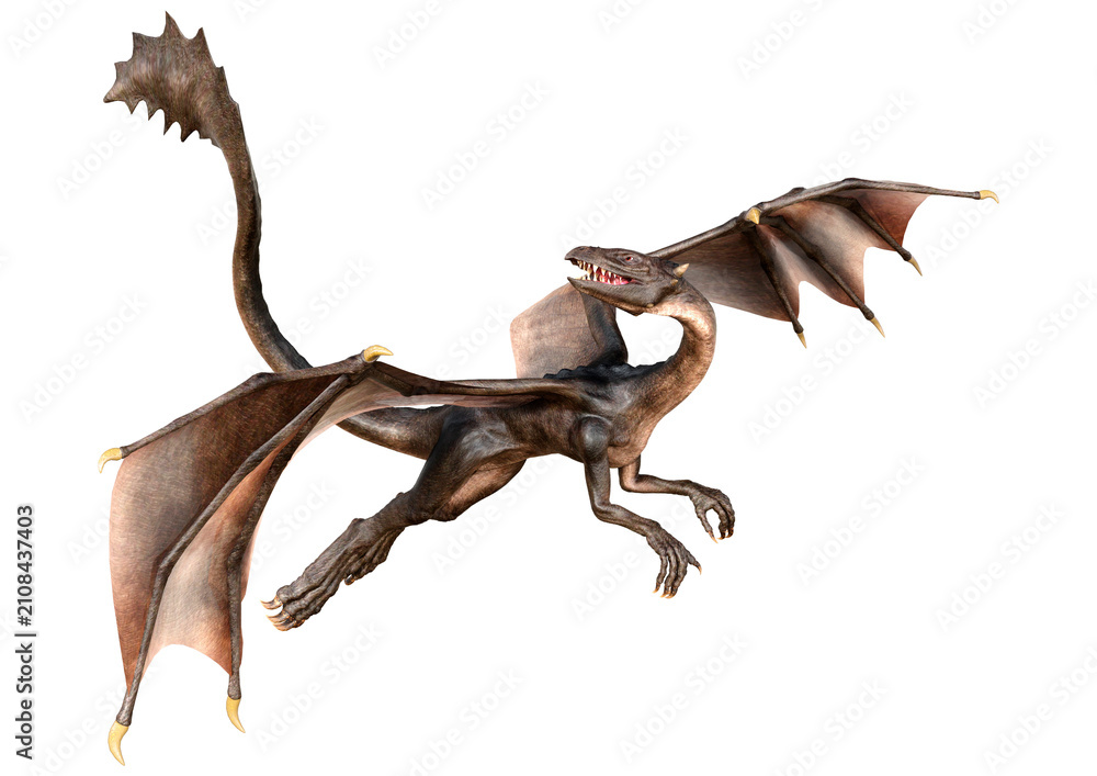 Fototapeta premium 3D Rendering Fairy Tale Dragon on White