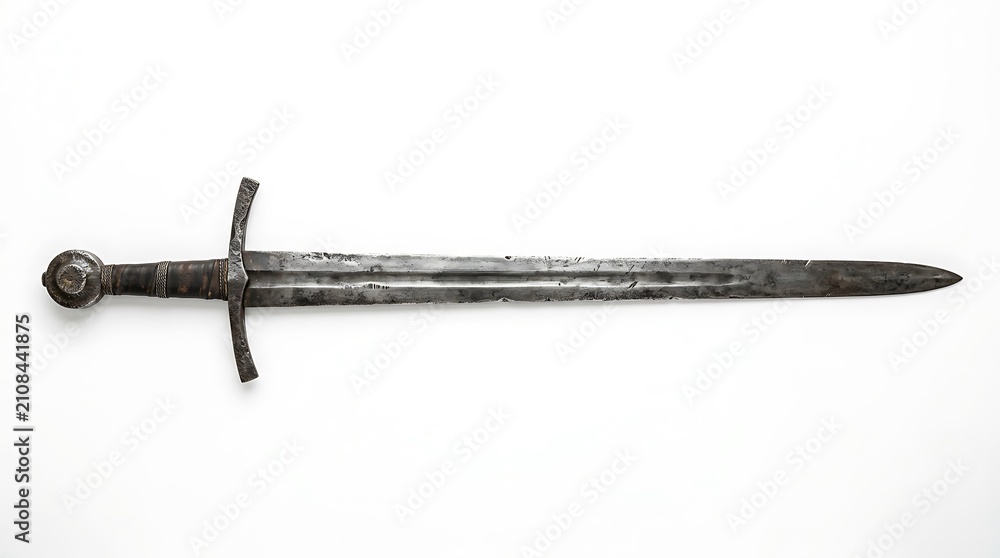 Obraz premium Ancient medieval sword isolated on white background.