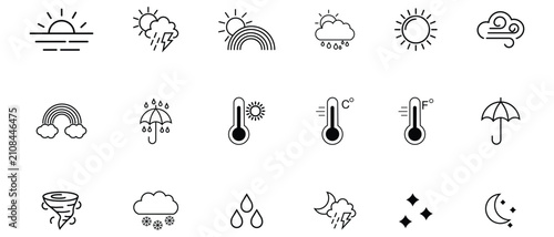 Foto Collection of weather line icons