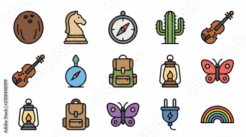 Colorful Flat Design Icons Collection Set.