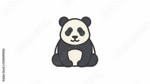 Foto Cute cartoon panda sitting with happy expression.