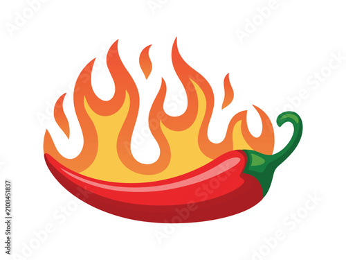 Fotografija Spicy Chili Pepper on Fire